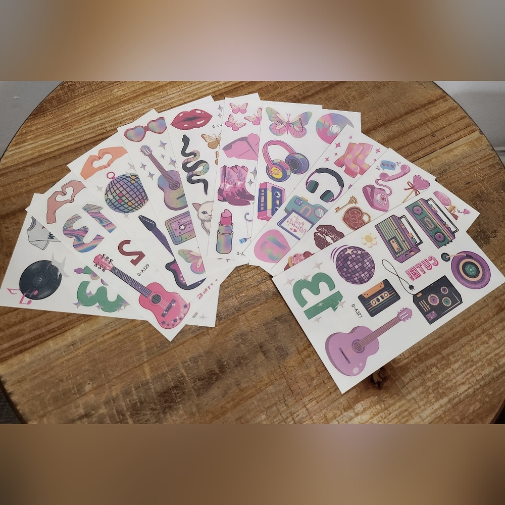 Colorful Retro Temporary Tattoo Set "13" Taylor Swift Inspired
